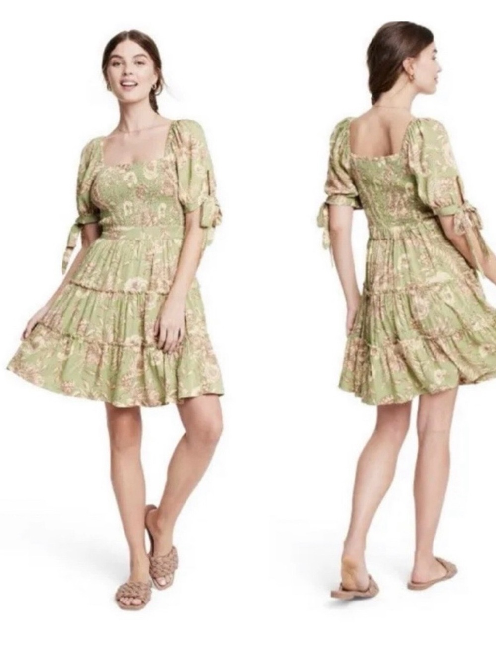 AGUA BENDITA TARGET SMOKED‎ PUFF SLEEVE COTTAGE SUN DRESS XS NEW NWT ( runs big)
